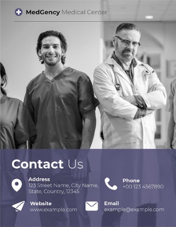 Medical contact information flyer template, | Free Vector Template - rawpixel