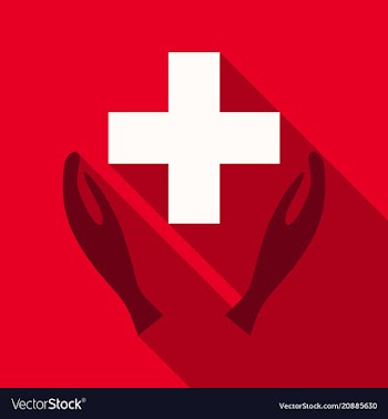 Medical distribution care hands flat pictograph vector image