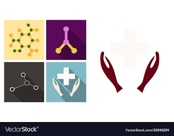 Medical distribution care hands flat pictograph vector image