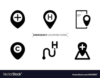 medical emergency location icon set