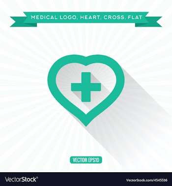  					Medical icon flat heart of the cross low Shadow vector image														