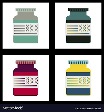 Medical icon set and brain with dna pain and vector image