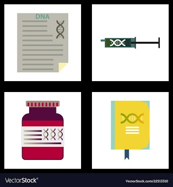 Medical icon set and brain with dna pain and vector image