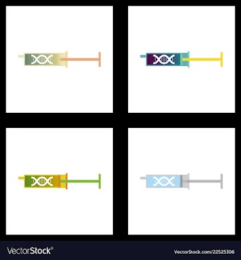 Medical icon set and brain with dna pain and vector image