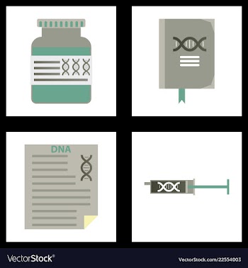 Medical icon set and brain with dna pain and vector image