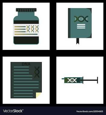 Medical icon set and brain with dna pain and vector image