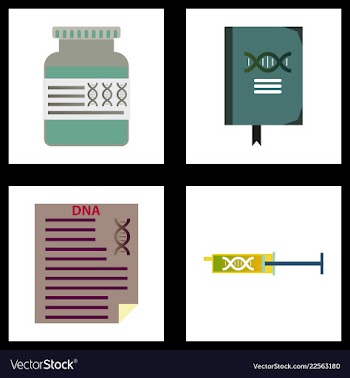 Medical icon set and brain with dna pain and vector image
