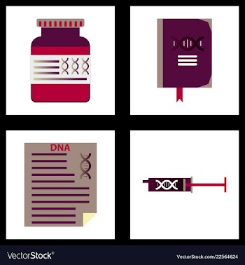 Medical icon set and brain with dna pain and vector image