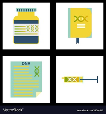 Medical icon set and brain with dna pain and vector image