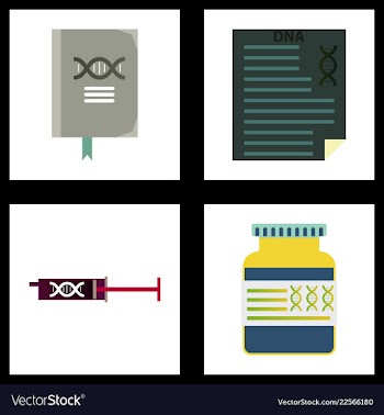 Medical icon set and brain with dna pain and vector image