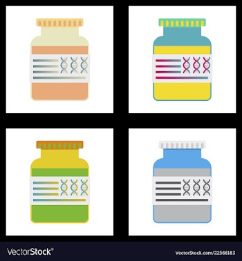 Medical icon set and brain with dna pain and vector image