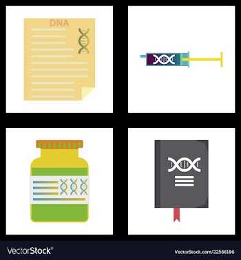 Medical icon set and brain with dna pain and vector image