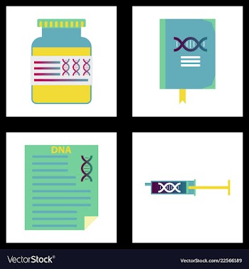 Medical icon set and brain with dna pain and vector image