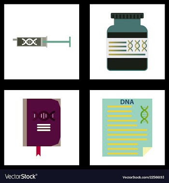 Medical icon set and brain with dna pain and vector image
