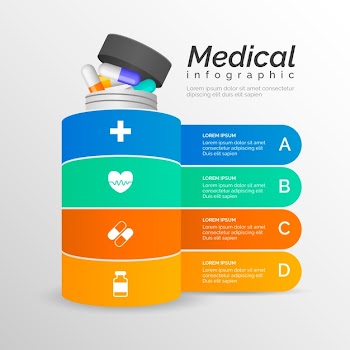 Medical infographic with pills Free Vector