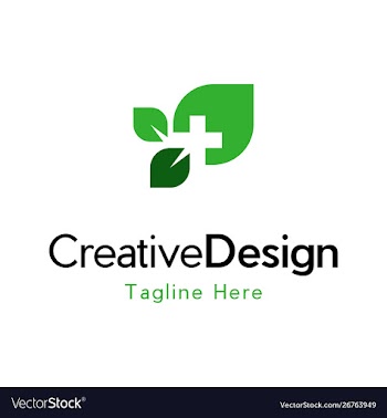 Medical plus leaf healthy care creative logo vector image