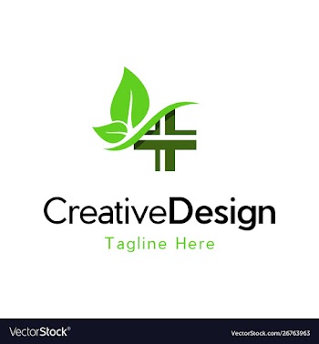Medical plus leaf healthy care creative logo vector image