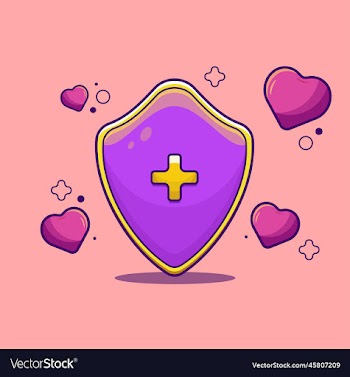 medical protection with shield in cartoon style