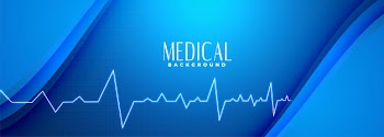 Medical science blue banner with heartbeat line Free Vector