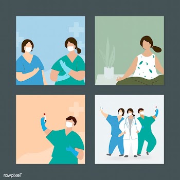 Medical staff and a woman during coronavirus pandemic element vector s.. | Free  vector - 2303070