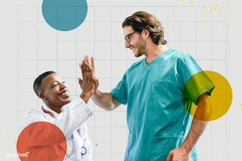 Medical staff doing a high five during the coronavirus pandemic  | Free  illustration - 2317749