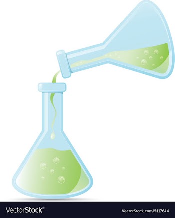 Medical test bottle pouring into another vector image