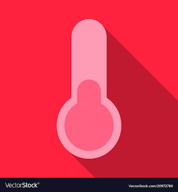 Medical thermometer icon with long shadow flat vector image