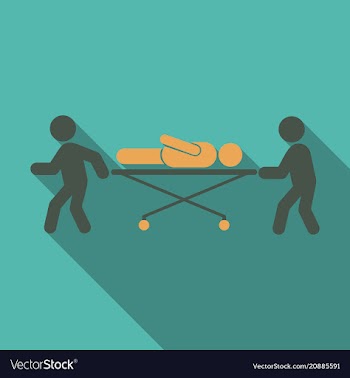 Medical workers moving patient on stretcher vector image