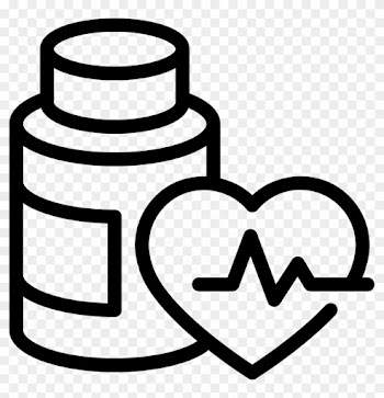 Medication Bottle Outline And Heart With Life Line - Icono Medicacion