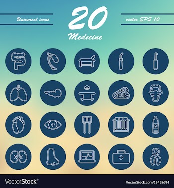 Medicine and health care thin icons set vector image