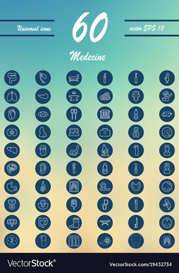 Medicine and health care thin icons set vector image