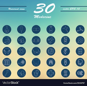 Medicine and health care thin icons set vector image