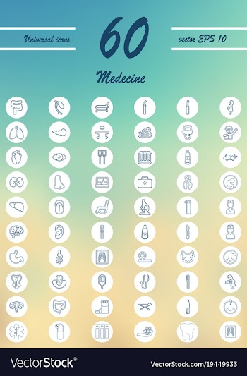Medicine and health care thin icons set vector image