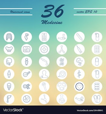 Medicine and health care thin icons set vector image