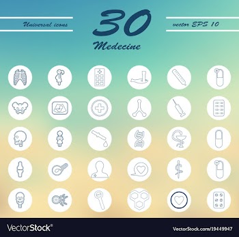 Medicine and health care thin icons set vector image
