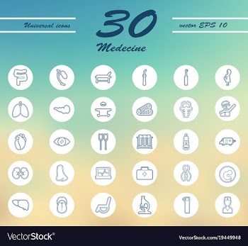 Medicine and health care thin icons set vector image