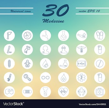 Medicine and health care thin icons set vector image
