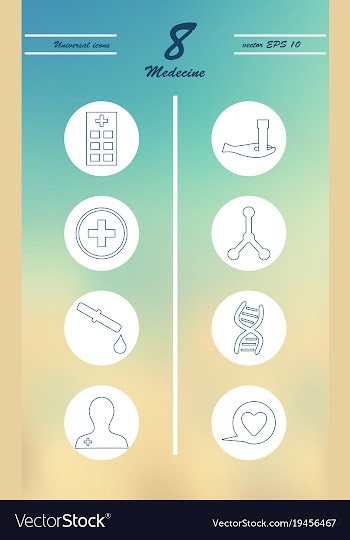 Medicine and health care thin icons set vector image