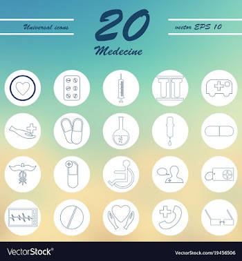 Medicine and health care thin icons set vector image