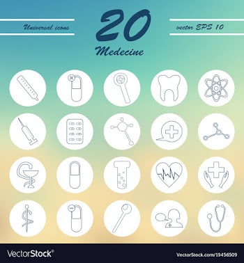 Medicine and health care thin icons set vector image