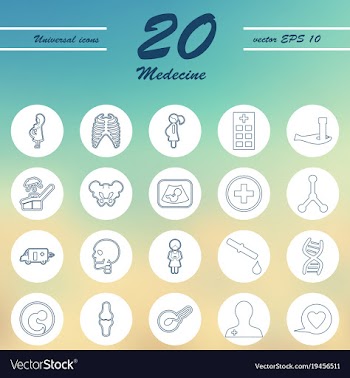 Medicine and health care thin icons set vector image