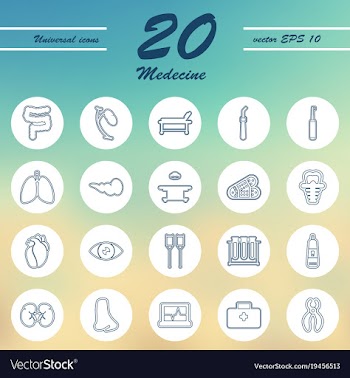 Medicine and health care thin icons set vector image
