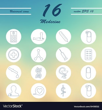 Medicine and health care thin icons set vector image