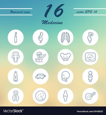 Medicine and health care thin icons set vector image