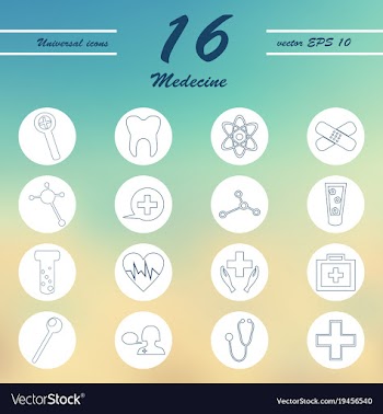 Medicine and health care thin icons set vector image
