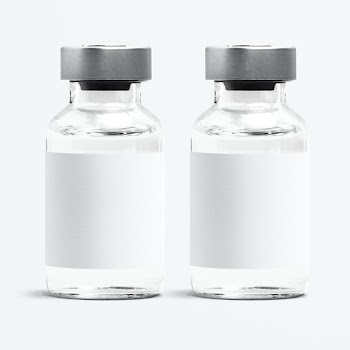 Medicine glass vials with blank white label