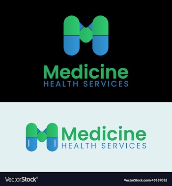 medicine letter m and medical logo design