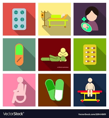 Medicine pharmacy hospital set of drugs with vector image