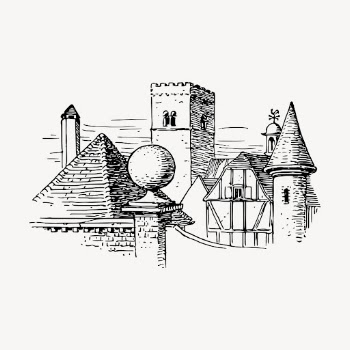 Medieval castle  drawing, vintage | Free Vector - rawpixel