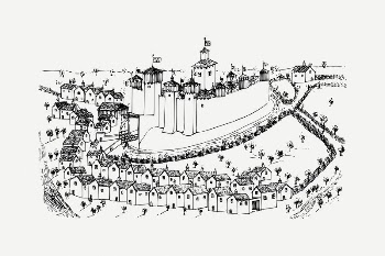 Medieval town drawing, vintage illustration | Free PSD - rawpixel